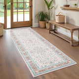 Garvee Washable 2x6 Rugs Non Slip Runners for Bedroom Hallway Kitchen Pink Low Pile Vintage - Pink