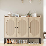 Garvee Shoe Cabinet with 3 Rattan Doors, Freestanding Shoe Storage Organizer with Adjustable Shelves, 7-Tier Shoe Storage Cabinet for Entryway, Hallway, Living Room, Closet, Natural - Natural