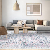 Garvee Boho Multicolor 5x7 Rugs for Living Room Distressed Washable Rug Indoor Soft Low Pile Rug Anti-Slip Backing Aesthetic Rug Vintage Non-Shedding Throw Carpet for Bedroom Farmhouse Playroom Nursery - Multicolor