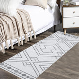 Garvee Runner Rug 2x6 Moroccan Washable Kitchen Runner Rugs Modern Farmhouse Easy-Cleaning Hallway Rug with Rubber Backing Non Shedding Carpet for Laundry Room, Grey - Gray