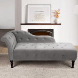 Garvee Indoor Velvet Lounge Sofa with Solid Wood Legs, 115° Angled Back, High-Density Sponge, Grey, for Bedroom, Living Room, Office - grey