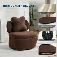 Garvee 360° Swivel Armchair with Storage, Teddy Velvet Accent Chair with Pillow, Ergonomic Design, 300 Lbs Capacity, Easy Assembly, Modern Lounge Chair for Living Room, Bedroom & Office, Brown