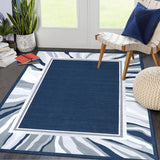 Garvee Modern Blue 5x7 Washable Rugs for Living Room Bordered Area Rug Indoor Low Pile Non Slip Carpet Non-Shedding Throw Carpet for Bedroom Entryway Playroom Dining Room Home Office - Blue