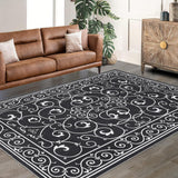 Garvee 5x7 Rug Washable Living Room Rugs Moroccan Area Rug for Bedroom Vintage Floral Office Rug Non-Slip Backing Throw Rugs Modern Area Rug Distressed Room Decor Ghothic Rug Black Rug - Black
