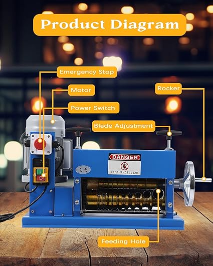 Garvee Automatic Wire Stripping Machine for 0.06" -1.5", High Precision, 75 ft/min, Wire Stripper Tool with An Extra Manual Crank, Electric Wire Stripper for Scrap Cable Copper Recycling