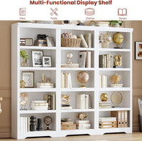 Garvee 6 Tier Bookshelf, 75" Tall Farmhouse Bookcase with Adjustable Shelves, 23.6" W Floor Standing Open Display Storage Rack with Anti-Slip Design for Home Office, Balcony, Library, Study / Living Room, White