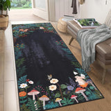 Garvee Indoor Modern Low Pile Washable Soft Carpet for Living Room, Bedroom, 2x6 ft, Black, Foldable Thin Floor Mat - Black