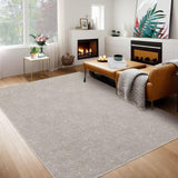 Garvee Living Room Rug 8X10 Large Soft Machine Washable Solid Contemporary Rug Natural Rug Indoor Carpet Non Slip Accent Rug Low Pile Foldable Rug for Nursery Office, Natural - Tan & Ivory