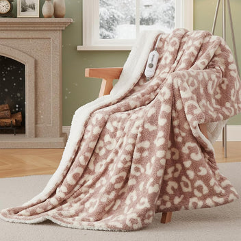 Garvee Electric Blanket Heated Throw, Heated Blanket Soft Double Sherpa Super Cozy with 4 Heating Levels & 4 Hours Auto Off, Overheat Protection, Machine Washable, ETL Certification, Pink 50"x60"