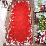 Garvee 2x6 Rug Runner Washable Rugs Red Christmas Home Decor Snowflake Entry Mat Kitchen Mat Non Slip Carpet Bathroom Rugs Small Rug for Hallway Laundry, 2'x6' Red - Red