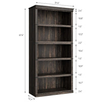 Garvee 5 Tier Bookcase, Farmhouse Book Shelf with Storage Open Display Bookshelves, 67.4" Tall Book Case Wooden 5 Shelf Bookcase Home Decor Furniture for Home Office, Living Room, Bed Room, Oak