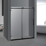 Garvee 60" x 76" Frameless Sliding Shower Door with 3/8" Clear Tempered Glass, Matte Black, Bathroom