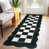 Garvee Scalloped Runner Rug 2x6 Washable Non-Slip Soft Floor Carpet for Bedroom Dining Hallway Black and White - Black & White