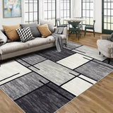 Garvee Washable Rug 4x6 Rug for Living Room Geometric Modern Rug Non Slip Entryway Rug Rectangle Area Rug for Bedroom Stain Resistant Soft Throw Rugs Low Pile Carpet for Dining Room Grey - Gray