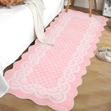 Garvee Scalloped Pink 2x6 Washable Rugs, Kitchen Runner Rug Non-Slip Bordered Bedside Rug for Laundry Room Bedroom Living Room - Pink