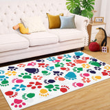 Garvee Colorful Animal Footprints Kids Area Rug, Washable Cartoon Play Mat with Low Profile Pile and Rubber Backing for Bedrooms, Playroom, Living Room, Classroom, 8 x 10 - White