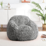 Garvee Bean Bag Chair, Adult Bean Bag Couch with Armrest, Soft Fluffy Faux Fur Beanbag Chair for Reading, Plush Lazy Sofa High-Density Foam Floor Sofa for Living Room, Black - black