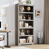 Garvee 5 Tier Bookshelf, 69" Tall Farmhouse Bookcase with Adjustable Shelves, 31.5" W Floor Standing Open Display Storage Rack with Anti-Slip Design for Home Office, Balcony, Library, Study / Living Room, Gray - Gray