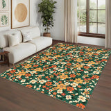 Garvee Large Modern Area Rugs 9x12 Washable Floral Print with Non-Slip Backing Green - Yellow/Green