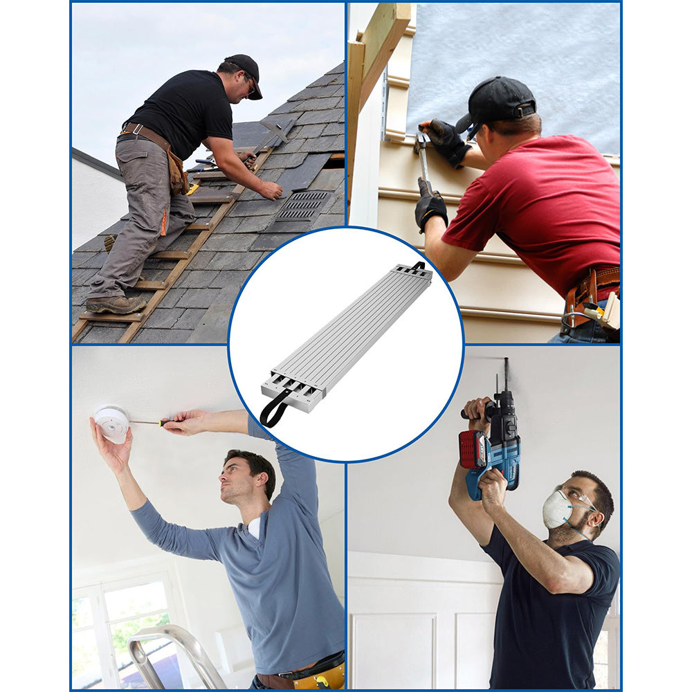 Garvee 8-13ft Aluminum Work Plank Up to 440LBS Load Capacity with Adjustable Work Platform,Equipped with Skid-Proof Platform Scaffold Ladder Accessory Silver
