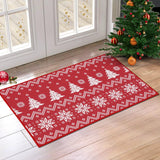 Garvee Christmas Doormat Xmas Holiday Boho Style Christmas Tree and Snowflake Welcome Mat for Home Decoration Non Slip Door Mat Decorative Outdoor Indoor Entrance Floor Mat, 17 x 29 Inch - Red