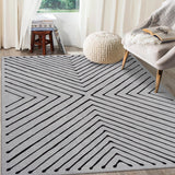 Garvee Geometric Area Rug 4x6 Washable Bedroom Rug Non Slip Contemporary Living Room Rug Stain Resistant Modern Throw Dining Room Carpet Small Indoor Abstract Accent Carpet, Grey&Black - Gray & Black