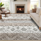 Garvee Boho Beige 9x12 Area Rug Living Room Rugs Washable Rug Farmhouse Neutral Large Rug Modern Geometric Rug Non-Shedding Soft Non Slip Floor Carpet for Bedroom Under Dining Table Home Office - Beige