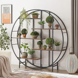 Garvee 5-Tier Metal Plant Shelf Indoor Outdoor Tall Plant Stand Storage Bookcase Brown