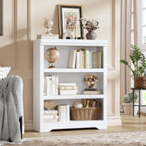 Garvee 3 Tier Bookshelf, 39.4" Tall Farmhouse Bookcase with Adjustable Shelves, 31.5" W Floor Standing Open Display Storage Rack with Anti-Slip Design for Home Office, Balcony, Library, Study / Living Room, White - White