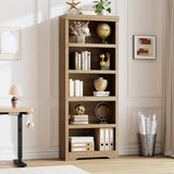 Garvee 5 Tier Bookshelf, 69" Tall Farmhouse Bookcase with Adjustable Shelves, 23.6" W Floor Standing Open Display Storage Rack with Anti-Slip Design for Home Office, Balcony, Library, Study / Living Room, Brown - Brown