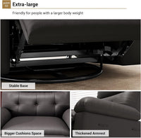 Garvee Extra Wide Comfort Recliner Chair for Adults - Oversized Manual PU Faux Leather Sofa - Overstuffed Arms & Back, Side Pocket, Comfortable Reclining - Living Room, Bedroom - Coffee