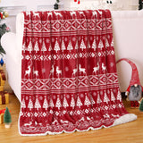 Garvee Throw Christmas Blanket for Couch Sherpa Flannel Blanket Throw for Xmas Decoration Blanket with Classical Xmas Elements Xmas Throw for Sofa,50x60,Red - Red