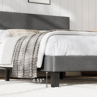 Garvee King Size Bed Frame with Upholstered Headboard, King Size Platform Bed Frame with Wooden Slat Support, Easy Assembly Platform Bed, No Box Spring Needed & Noise Free, Gray