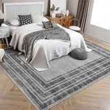 Garvee 10x13 Large Low Pile Washable Rug for Bedroom and Living Room, Grey, Non Slip Stain Resistant Carpet - Gray