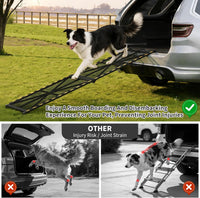 Garvee Heavy Duty Portable Steel Dog Ramp for Cars, 63"×17" Wide Folding Pet Ramp for Large Dogs with Anti-Slip Mesh Incline Access Car Ramp for SUV/Truck/RV, Outdoor Dog Ramp 300 lbs Capacity