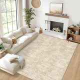 GARVEE Modern Beige 8x10 Washable Area Rug – Ultra-Soft Low-Pile Non-Slip Farmhouse Rug for Living Room, Bedroom, Dining Room, or Classroom, Pet & Kid Friendly, Tribal Vintage Stain-Resistant Carpet - Beige