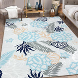 Garvee 8x10 Rug Floral Washable Area Rugs Modern Flowers Area Rugs for Livingroom Bedroom Office Dining Room Paisley Printed Area Rugs Blue - Blue