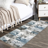 Garvee Runner Rug 2x6 Machine Washable Hallway Rug Modern Geometric Area Rug Non-Slip Distressed Throw Floor Carpet for Kitchen Laundry Room, Blue Grey - Blue Gray