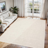 Garvee Washable 8x10 Rug Non Slip Backing Solid Neutral Modern Abstract Carpet Cream for Living Room Bedroom Dining Table Home Office - Off White