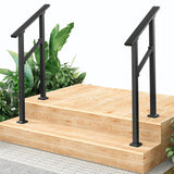 Garvee Hand Rails for Outdoor Steps, Metal Stair Railing Handrail, 2 Step，2 Pack, Black - Black