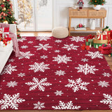 Garvee Washable Area Rug 9x12 Red Christmas Rug Non-Slip Low Pile Indoor Rug for Living Room Bedroom Dinning Room Office - Red