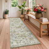 Garvee 2x6 Vintage Washable Rug Non-Slip Floral Runner for Living Room Brown Low Pile Foldable Carpet - Brown
