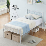 Garvee White Metal Twin Bed Frame with Headboard and Footboard for Girls and Boys, Twin Size Platform Bed Frame with Iron-Art Sweet Heart, No Box Spring Needed, Easy Assembly - White