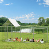 Garvee Chicken Coop Run Large Metal Chicken Pen Outdoor, Metal Chicken Coop with Waterproof and Anti-Uv Cover for 6/10 Chickens,Duck Rabbits Habitat - 118.1 x 39.4 x 59 Inch