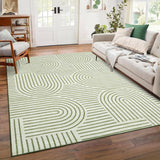 Garvee Washable Rug 8x10 Area Rugs for Living Room, Abstract Rug for Bedroom, Soft Rainbow Non Slip Throw Rugs With Rubber Back, Low Pile Stain Resistant Boho Geometric Carpet for Dining Room, Green - Green