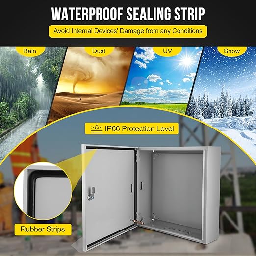 Garvee Junction Box, Steel Electrical Box 20x20x6", NEMA 4X Electrical Enclosure Box IP66 Waterproof & Dustproof, Universal Electrical Project Box with Lock & Mounting Plate