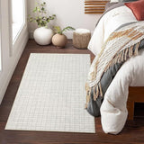 Garvee Area Rug 2x3 Modern Rug Washable Doormat Plaid Print Accent Rug Low Pile Non-Slip Aesthetic Door Mat Soft Non-Shedding Small Rug Indoor Entrance Kitchen Mat for Bedroom Nursery Light Grey - Light Gray