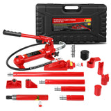 Garvee 4 Ton Hydraulic Porta Power Jack Kit - 8000lbs Heavy-Duty Car Lift with 17-Piece Accessory Set, 1.25M Hose, and Carrying Case for Auto Repair, Frame Straightening, and Equipment Maintenance