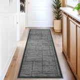 Garvee Geometric 2x6 Kitchen Rugs, Washable Non Slip Indoor Modern Hallway Runner, Low Pile Ultra Thin Stain Resistant Patchworked Throw Carpet, Dark Grey - Dark Gray