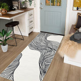 Garvee Runner Rug 2x6 Machine Washable Rug with Non-Slip TPR Backing, Low Pile Faux Wool Kitchen Carpet, Modern Soft Print Accent Rug for Bathroom, Laundry Room, Entryway, Beige and Black - Beige